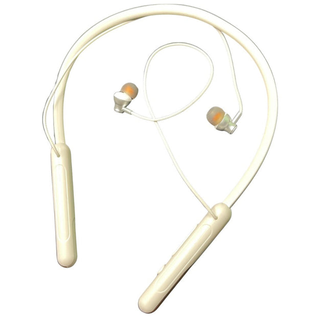 Wireless Bluetooth Neckband Earphones – Beige/Gold Edition
