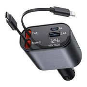 4-in-1 Fast Car Charger with LED Display (Type-C &amp; Lightning)